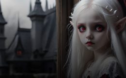 An AI generated image of a girl vampire from AI Dungeon.