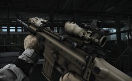 Close up image of an assault rifle in Escape from Tarkov